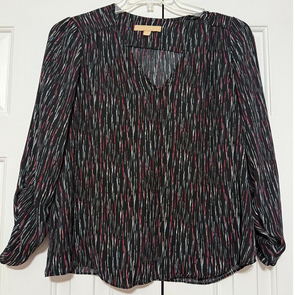 Hope & Harlow Black V-Neck Tunic Blouse, Size L